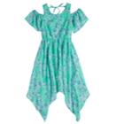 Girls 7-16 My Michelle Cold Shoulder Handkerchief Hem Maxi Dress, Size: 8, Green