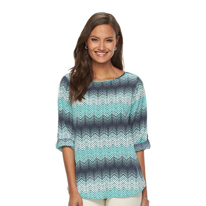 Women's Croft & Barrow&reg; Crepe Print Top, Size: Xl, Brt Blue