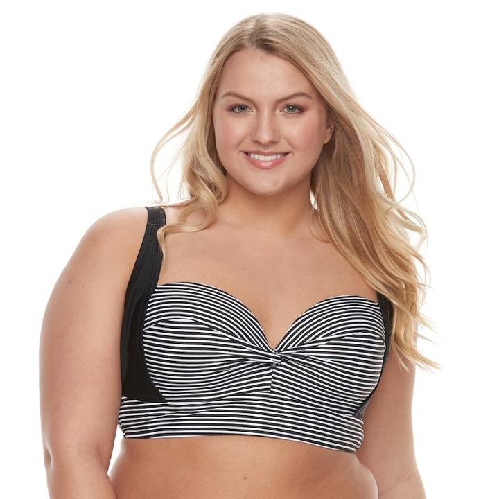 Plus Size Mix And Match Twisted Longline Bikini Top, Teens, Size: 0x, Oxford