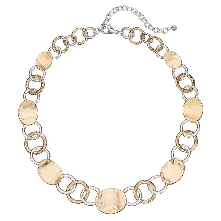 Napier Two Tone Hammered Circle Link Necklace, Women's, Multicolor
