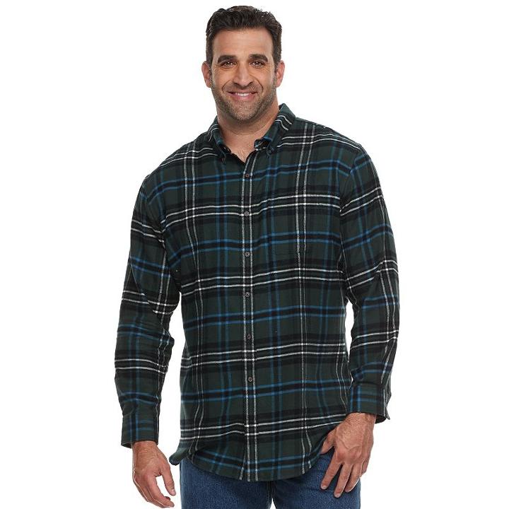 Big & Tall Croft & Barrow&reg; True Comfort Classic-fit Flannel Button-down Shirt, Men's, Size: 2xb, Dark Green
