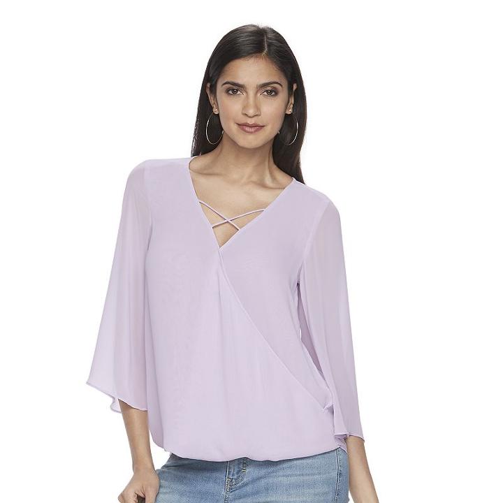 Women's Jennifer Lopez Chiffon Faux-wrap Top, Size: Small, Brt Purple