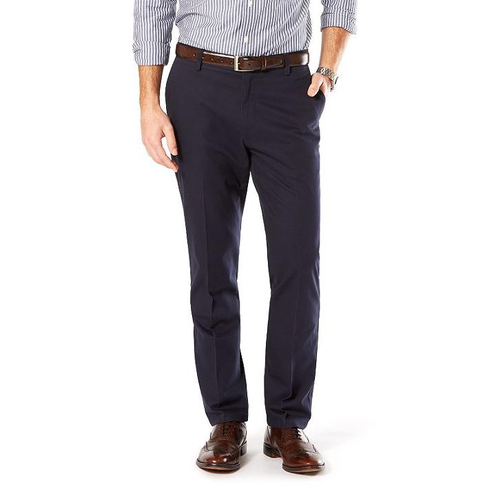 Men's Dockers&reg; Stretch Signature Khaki Athletic-fit Flat-front Pants, Size: 33x30, Blue (navy)