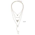 Gs By Gemma Simone Triangle Layered Necklace & Stud Earring Set, Women's, Size: 18, White