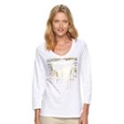Women's Caribbean Joe Sunset Chaser Slubbed Tee, Size: Small, White