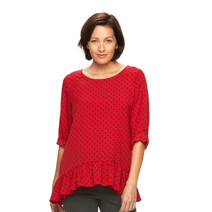 Women's Croft & Barrow&reg; Tiered Peplum Top, Size: Xs, Med Red