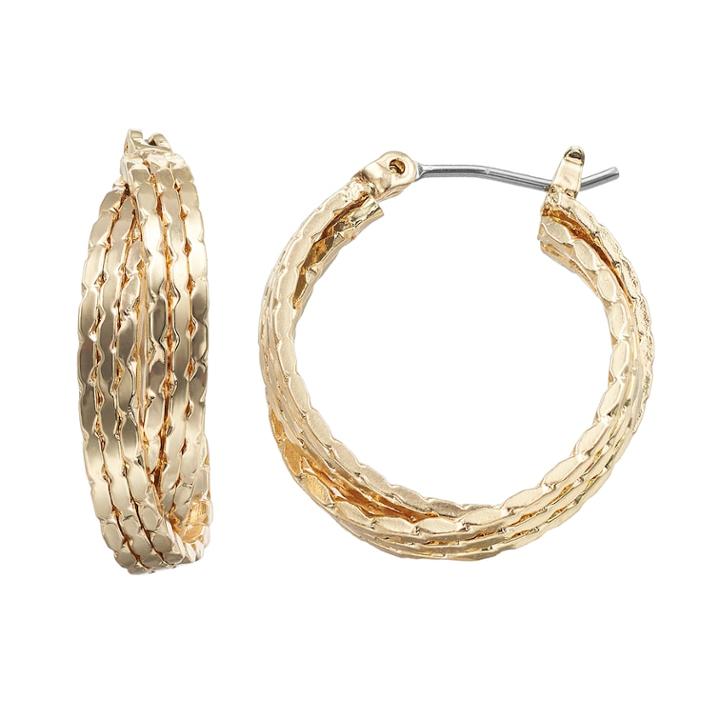 Napier Small Gold Tone Layered Double Hoop Earring, Women's