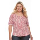 Plus Size Croft & Barrow&reg; Essential Scoopneck Tee, Women's, Size: 2xl, Brt Red