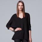 Women's Simply Vera Vera Wang Poncho Sweater, Size: L-xl, Black