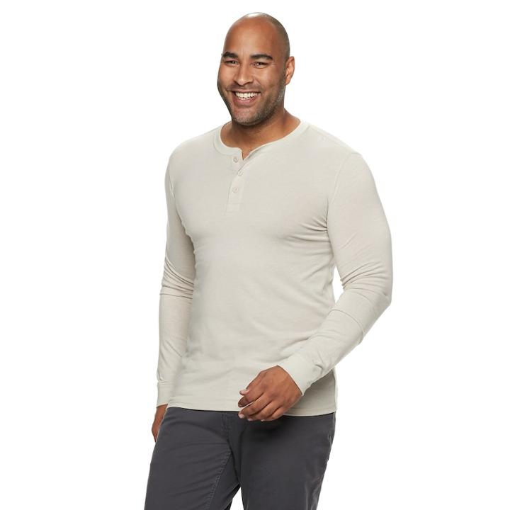 Big & Tall Men's Sonoma Goods For Life&trade; Supersoft Modern-fit Henley, Size: 3xl Tall, Med Beige