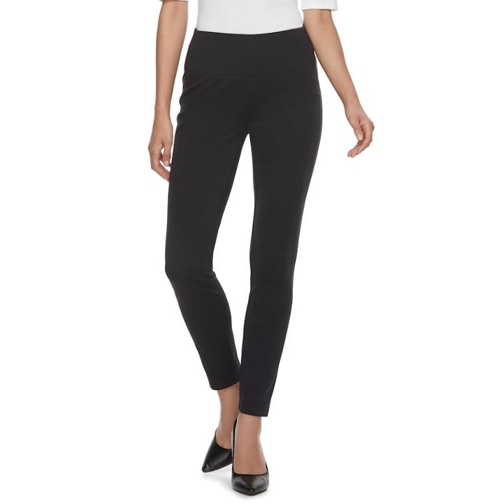 Women's Apt. 9&reg; Tummy-control High-waisted Ponte Leggings, Size: Large, Black