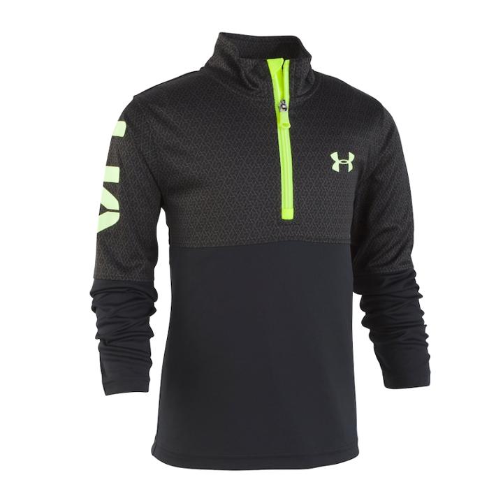 Boys 4-7 Under Armour 1/4 Zip Razor Mock Layer Pullover Top, Size: 7, Black