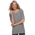 Women's Croft & Barrow&reg; Textured Roll-tab Boatneck Sweater, Size: Large, Med Grey