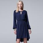 Women's Simply Vera Vera Wang Smocked Peasant Dress, Size: Small, Blue