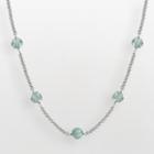 Sterling Silver Blue Topaz Bead Station Necklace, Women's