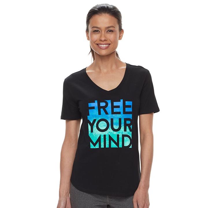 Petite Tek Gear&reg; Dry Tek V-neck Tee, Women's, Size: Xl Petite, Black