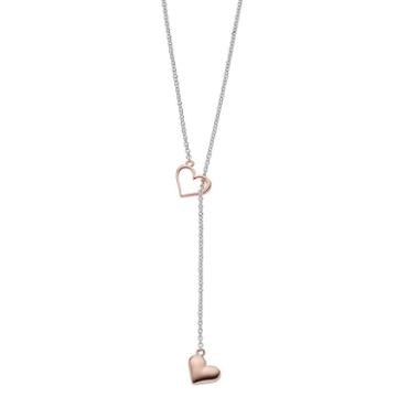 Silver Expressions By Larocks Two Tone Lariat Heart Necklace, Women's