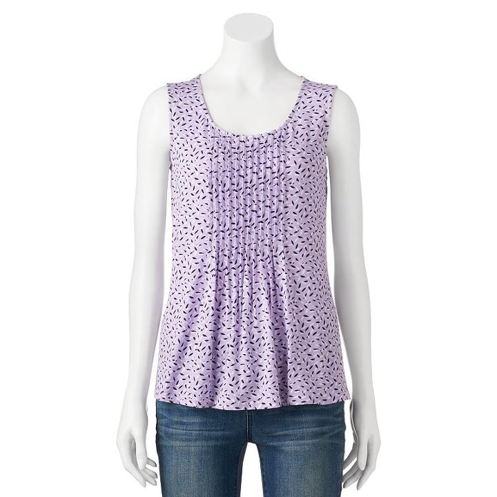 Petite Croft & Barrow® Pintuck Tank, Women's, Size: Xl Petite, Lt Purple