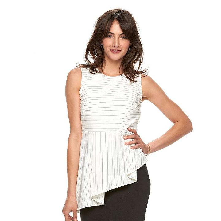 Women's Elle&trade; Asymmetrical Peplum Top, Size: Xl, White