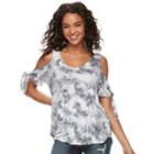Juniors' Cloud Chaser Knotted Cold-shoulder Top, Teens, Size: Xs, Silver