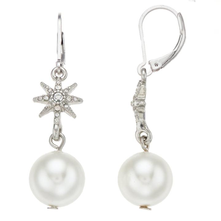 Simply Vera Vera Wang Simulated Crystal & Pearl Drop Earrings, Women's, White