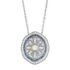 Sterling Silver Cubic Zirconia Flower Pendant Necklace, Women's, Size: 18, Blue