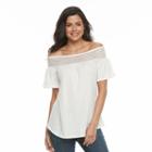 Women's French Laundry Crochet Off-the-shoulder Top, Size: Xl, White Oth