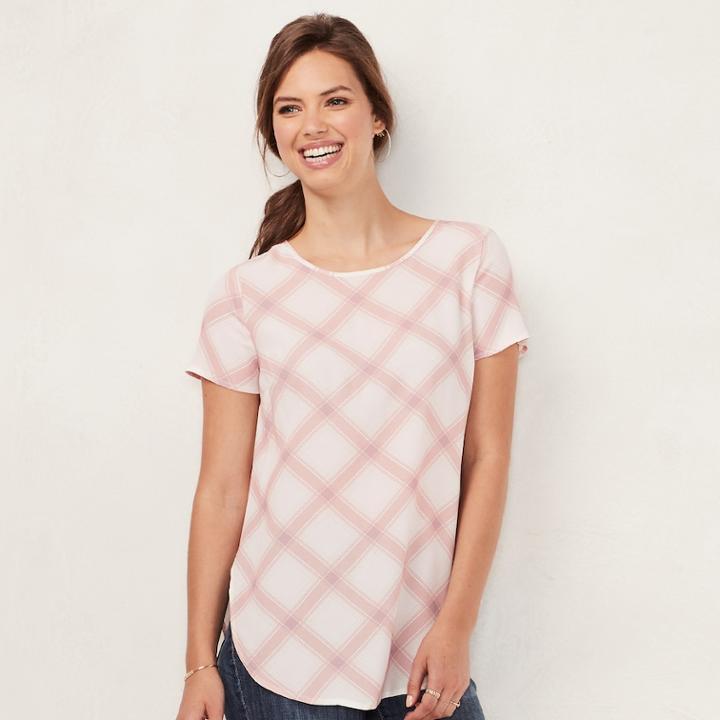 Women's Lc Lauren Conrad Print Tie-back Tee, Size: Xxl, Natural