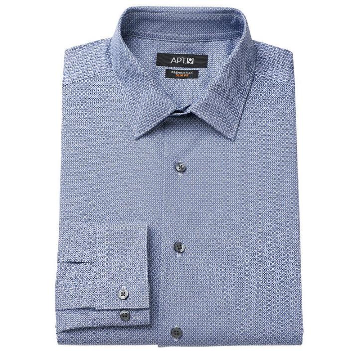 Men's Apt. 9&reg; Slim-fit Flex Collar Dress Shirt, Size: 15.5-32/33, Blue (navy)