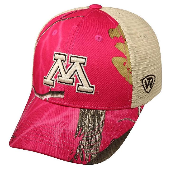 Adult Top Of The World Minnesota Golden Gophers Doe Camo Adjustable Cap, Med Pink
