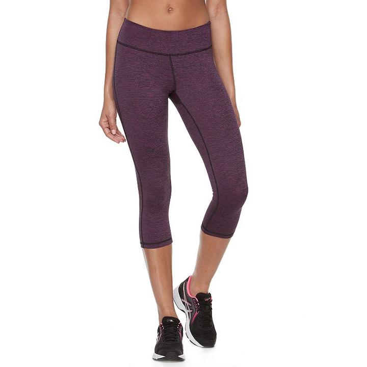 Women's Tek Gear® Dry Tek Space-dye Capri Workout Leggings, Size: Large, Med Purple