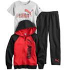 Boys 4-7 Puma 3-pc. Zip Hoodie, Graphic Tee & Pants Set, Size: 7, Black