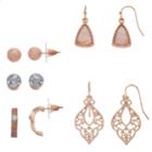 Stud, Semi-hoop & Drop Earring Set, Women's, Brown