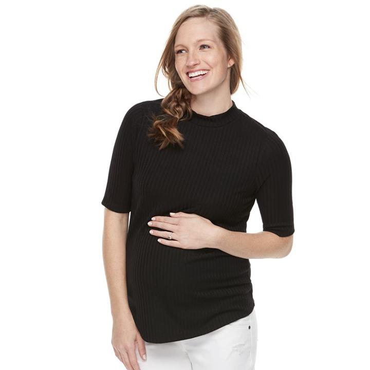 Maternity A:glow Black Mockneck Tee, Women's, Size: Xs-mat