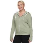Juniors' Plus Size So&reg; Thumb Hole Zip-up Hoodie, Teens, Size: 1xl, Med Green