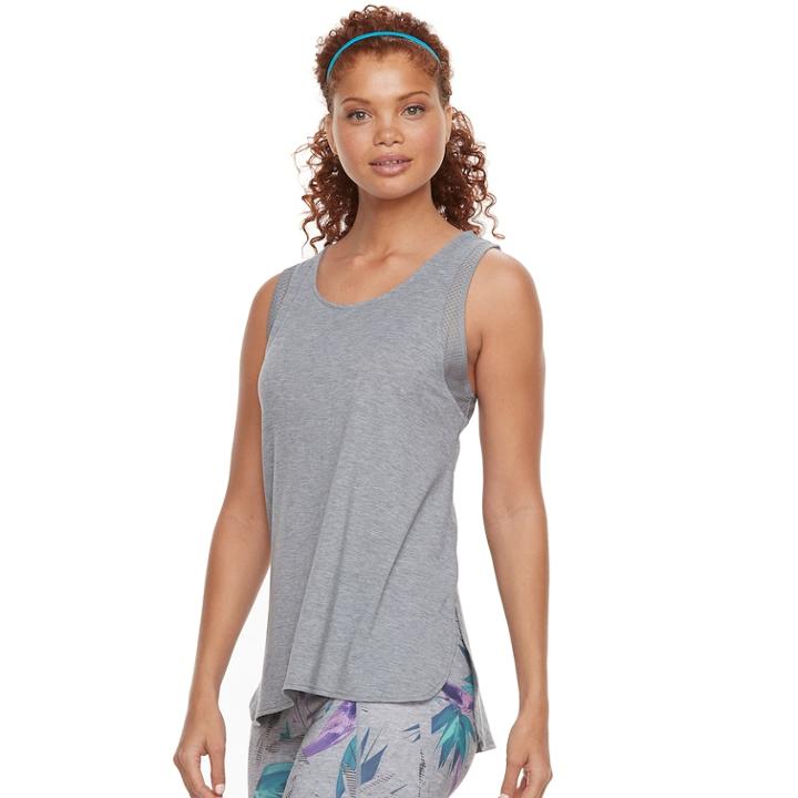 Women's Tek Gear&reg; Side Slit Mesh Tank, Size: Small, Med Grey