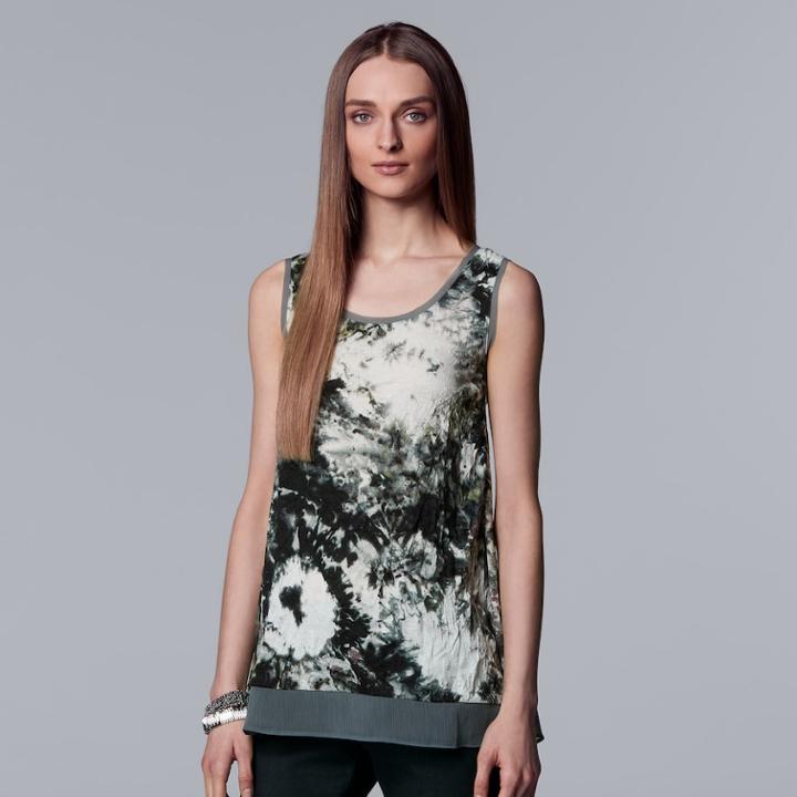 Petite Simply Vera Vera Wang Crinkle Hanky Hem Tank, Women's, Size: S Petite, Grey