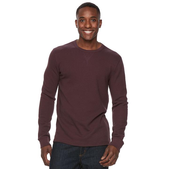 Men's Sonoma Goods For Life&trade; Slim-fit Soft-touch Stretch Thermal Crewneck Tee, Size: Xl, Brown