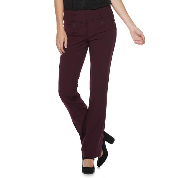Juniors' Candie's&reg; Marilyn Midrise Bootcut Pants, Teens, Size: 7, Dark Red