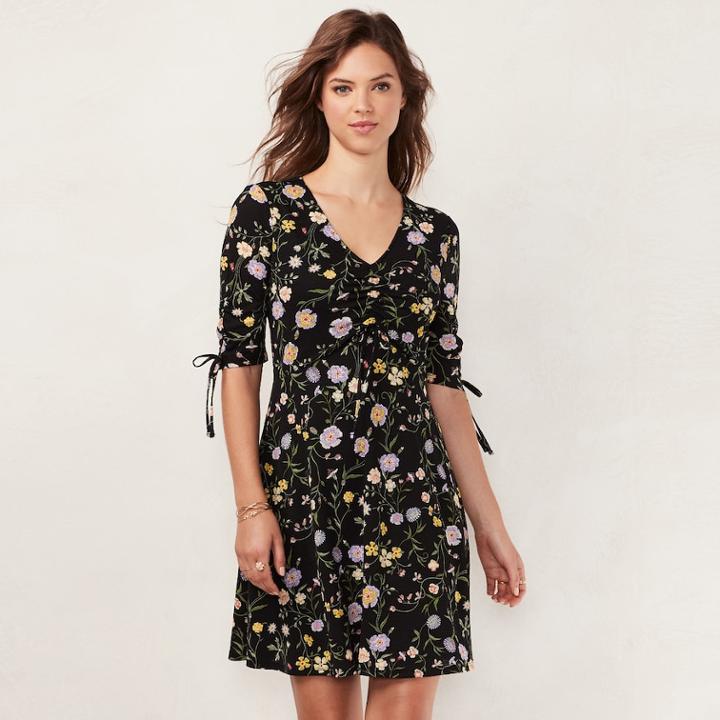 Women's Lc Lauren Conrad Print Fit & Flare Dress, Size: Small, Oxford