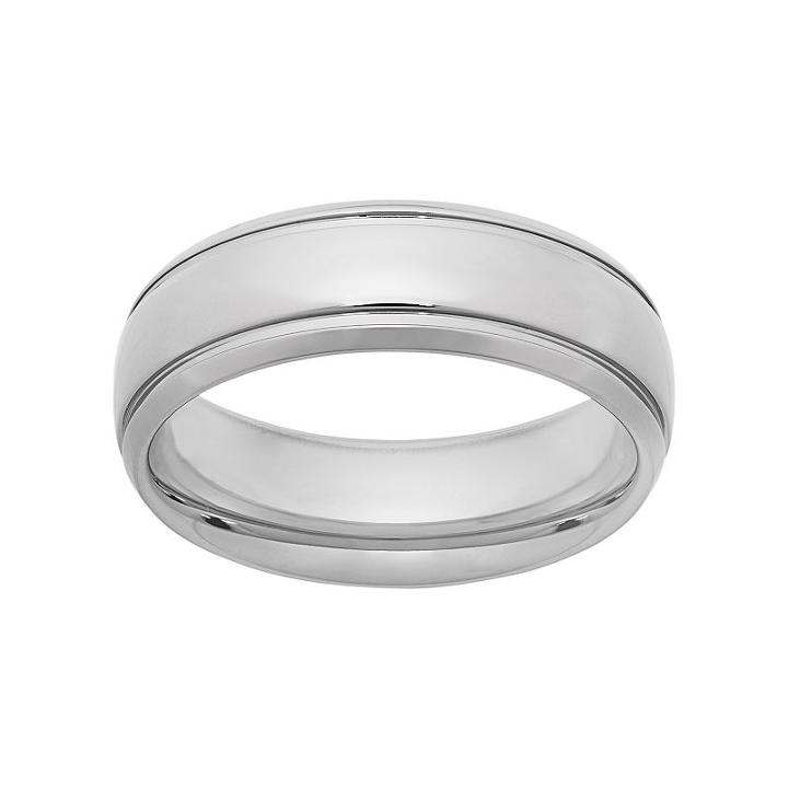 Titanium Striped Wedding Band - Men, Size: 8, White