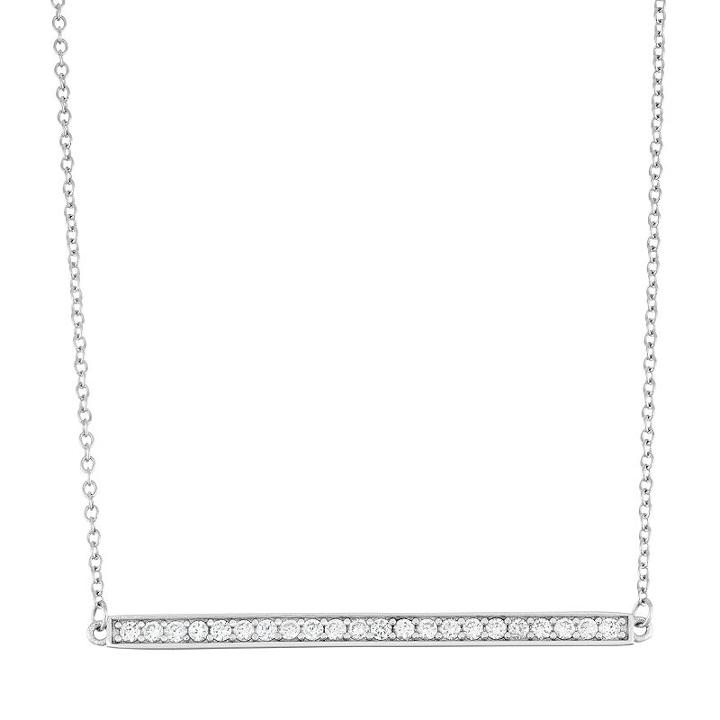 Sterling Silver Cubic Zirconia Bar Necklace, Women's, Size: 18, White