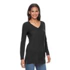 Women's Apt. 9&reg; V-neck Cashmere Sweater, Size: Medium, Black