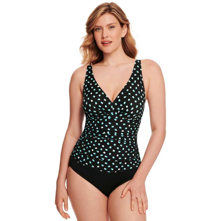 Women's Croft & Barrow&reg; Waist Minimizer Shirred One-piece Swimsuit, Size: 12, Black