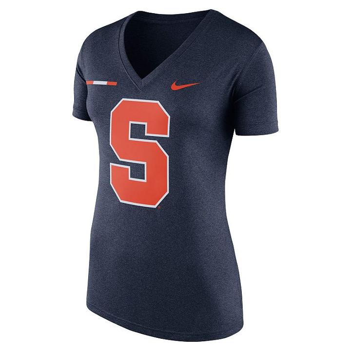 Women's Nike Syracuse Orange Striped Bar Tee, Size: Medium, Blue (navy)