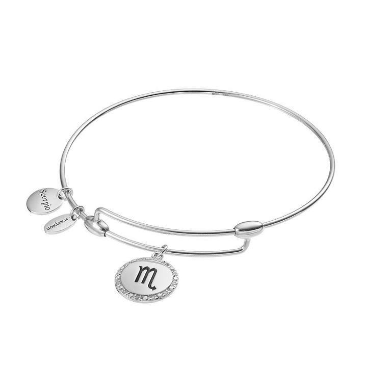 Charmed By Diamonds Sterling Silver 1/10 Carat T.w. Diamond Zodiac Bangle Bracelet, Women's, Size: 7.5