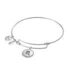 Charmed By Diamonds Sterling Silver 1/10 Carat T.w. Diamond Zodiac Bangle Bracelet, Women's, Size: 7.5