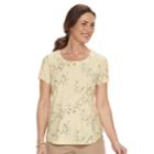 Women's Croft & Barrow&reg; Textured Floral Scoopneck Tee, Size: Large, Med Yellow