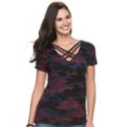 Women's Rock & Republic&reg; Strappy Crisscross Tee, Size: Xl, Red