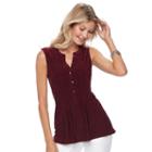 Women's Croft & Barrow&reg; Pintuck Jacquard Top, Size: Medium, Red